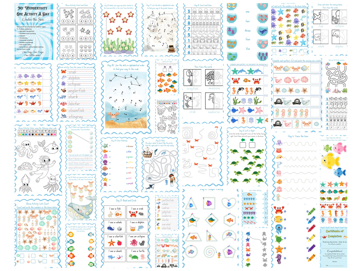 My Wondertivity One Activity a Day - Under the Sea DIGITAL DOWNLOAD