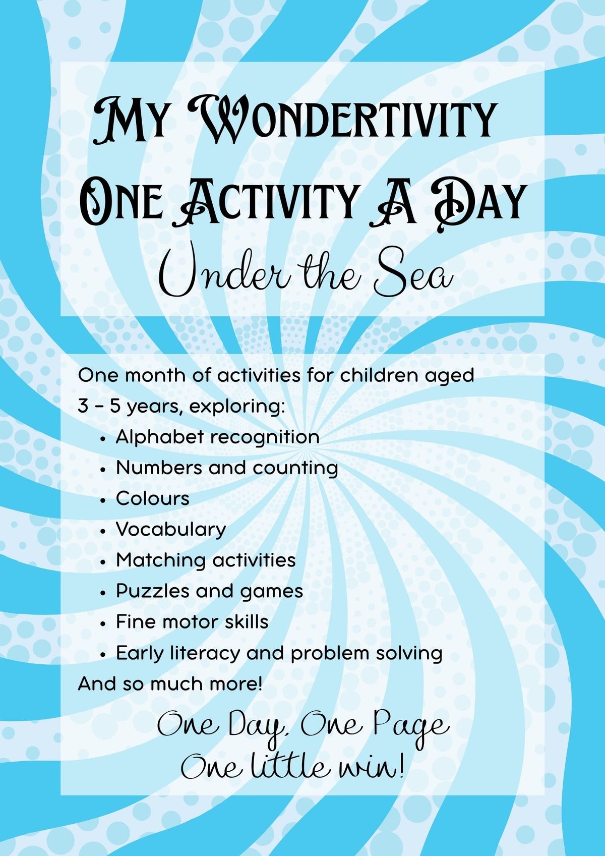 My Wondertivity One Activity a Day - Under the Sea DIGITAL DOWNLOAD