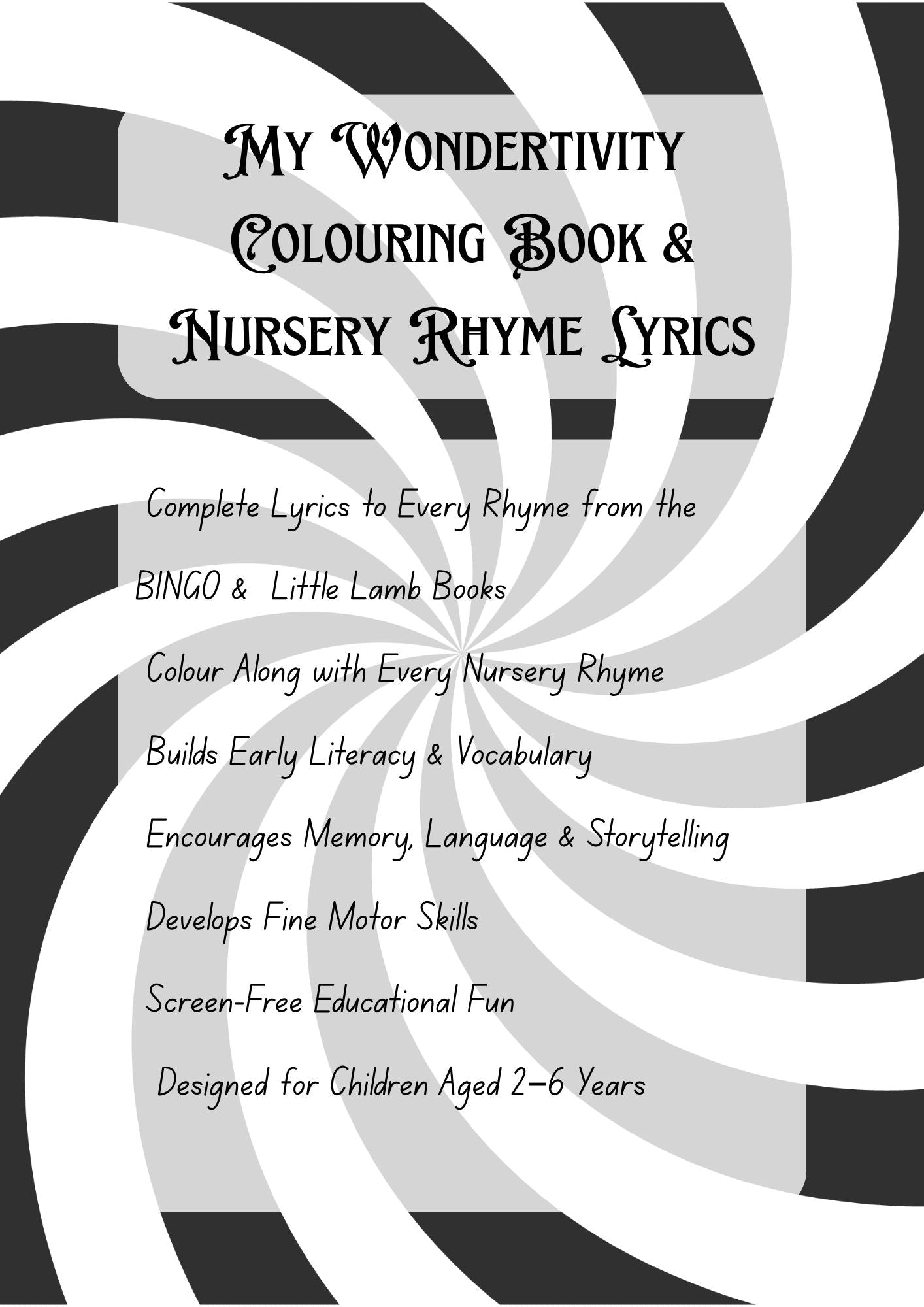 My Wondertivity Colouring Book & Nursery Rhyme Lyrics DIGITAL DOWNLOAD - Wondertivity