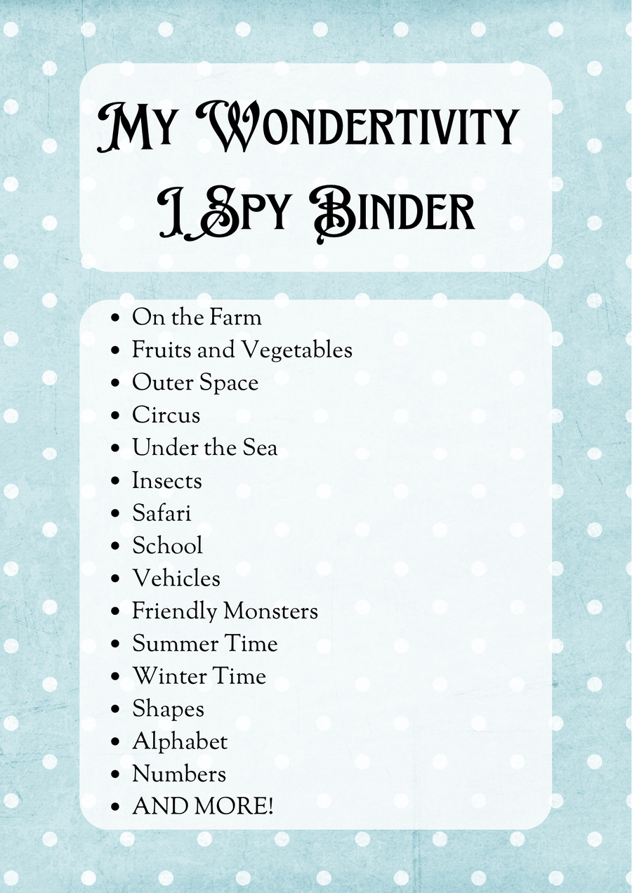 My Wondertivity I Spy Binder DIGITAL DOWNLOAD - Wondertivity