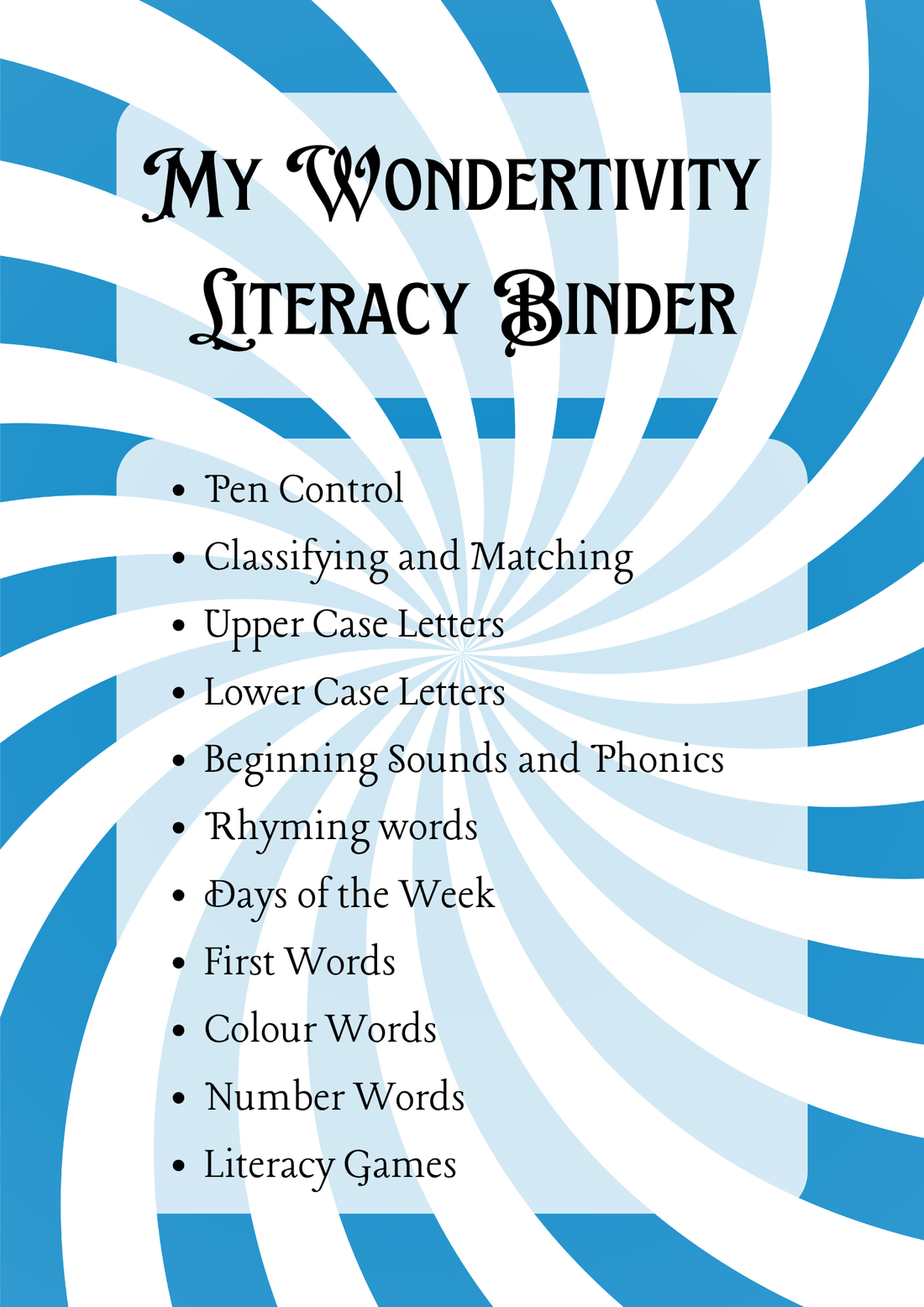 My Wondertivity Literacy Binder DIGITAL DOWNLOAD - Wondertivity