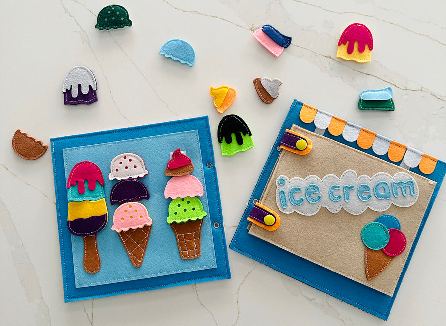 Engaging ended play activities in the Ice Cream themed busy book